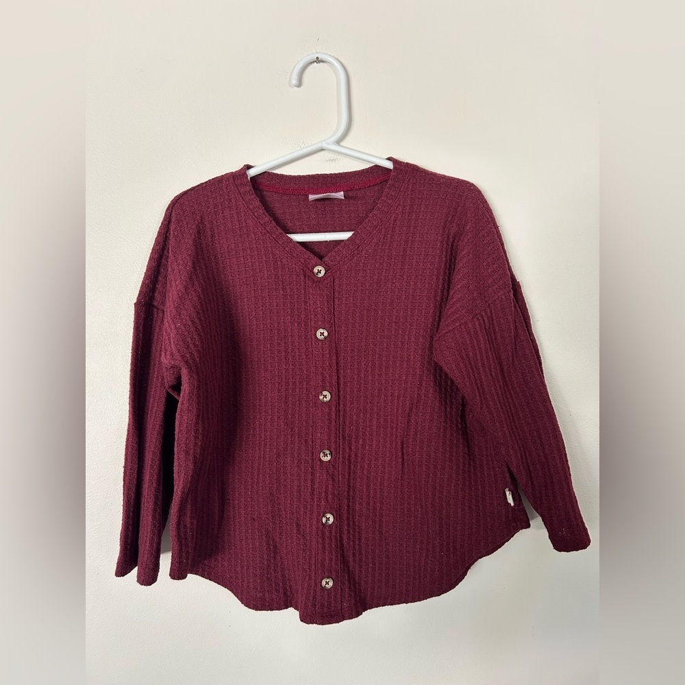 Jax & Lennon Deep Red 4/5 Button-up Cardigan